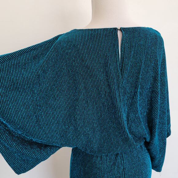 Jay Godfrey Kimono Sleeve Glam Dress Mini Blouson Blue Metallic Women 6 - Picture 7 of 12